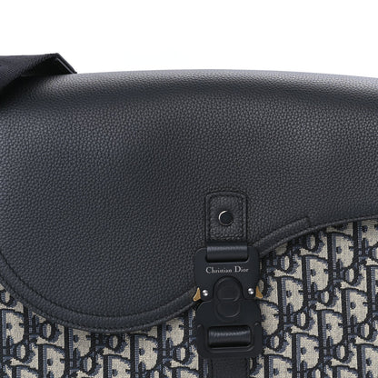 Christian Dior Oblique Jacquard Grained Calfskin Medium Saddle Messenger Bag Beige Black 6 of 7