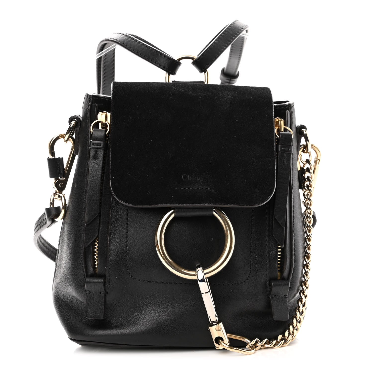 Chloe Suede Calfskin Mini Faye Backpack Black 1 of 10