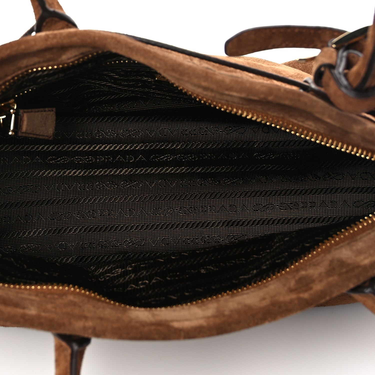Prada Suede Triangle Medium Bonnie Shoulder Bag Cacao 4 of 8