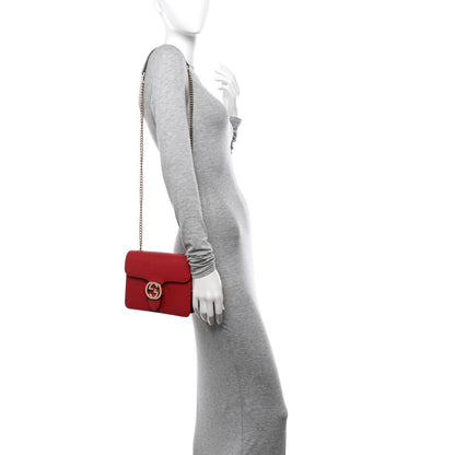 Gucci Dollar Calfskin Small Interlocking G Shoulder Bag Red 2 of 7