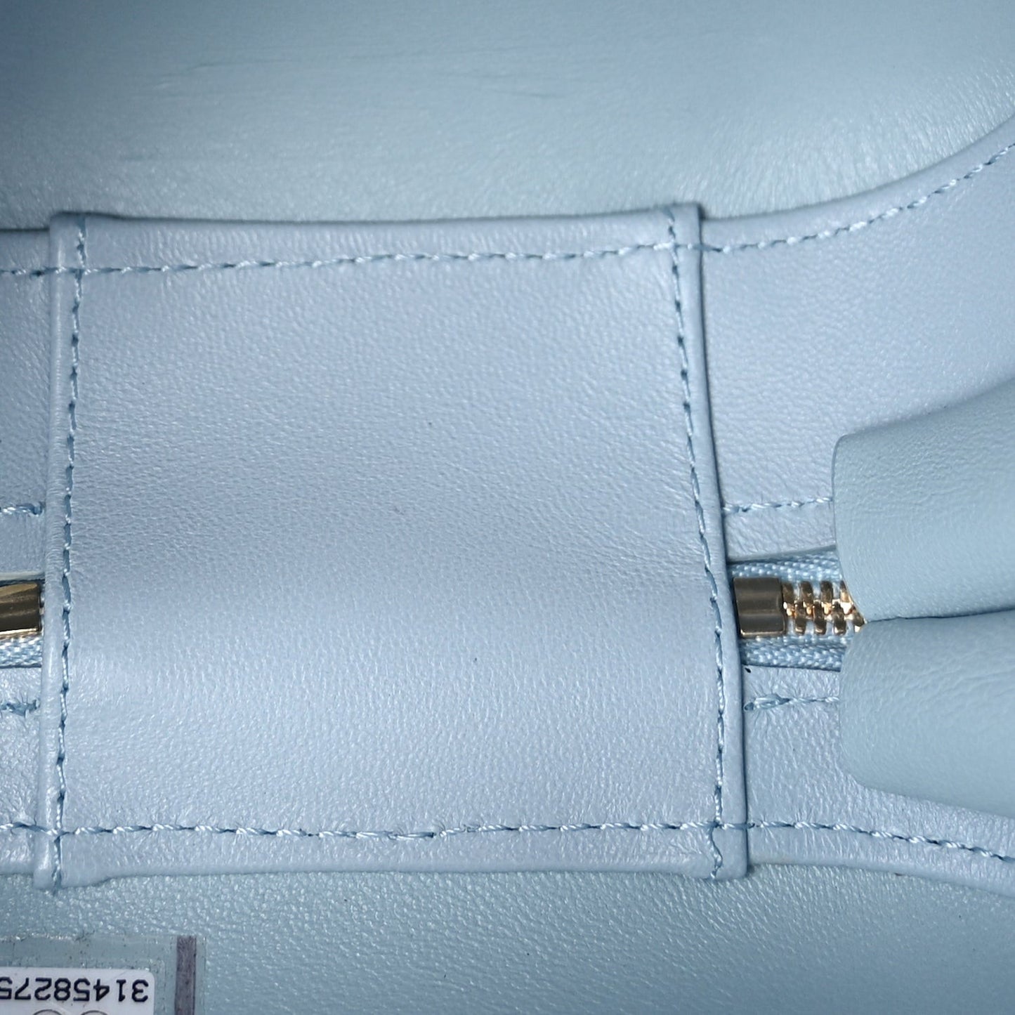Lambskin Quilted CC Bubble Vanity Case With Chain Light Blue