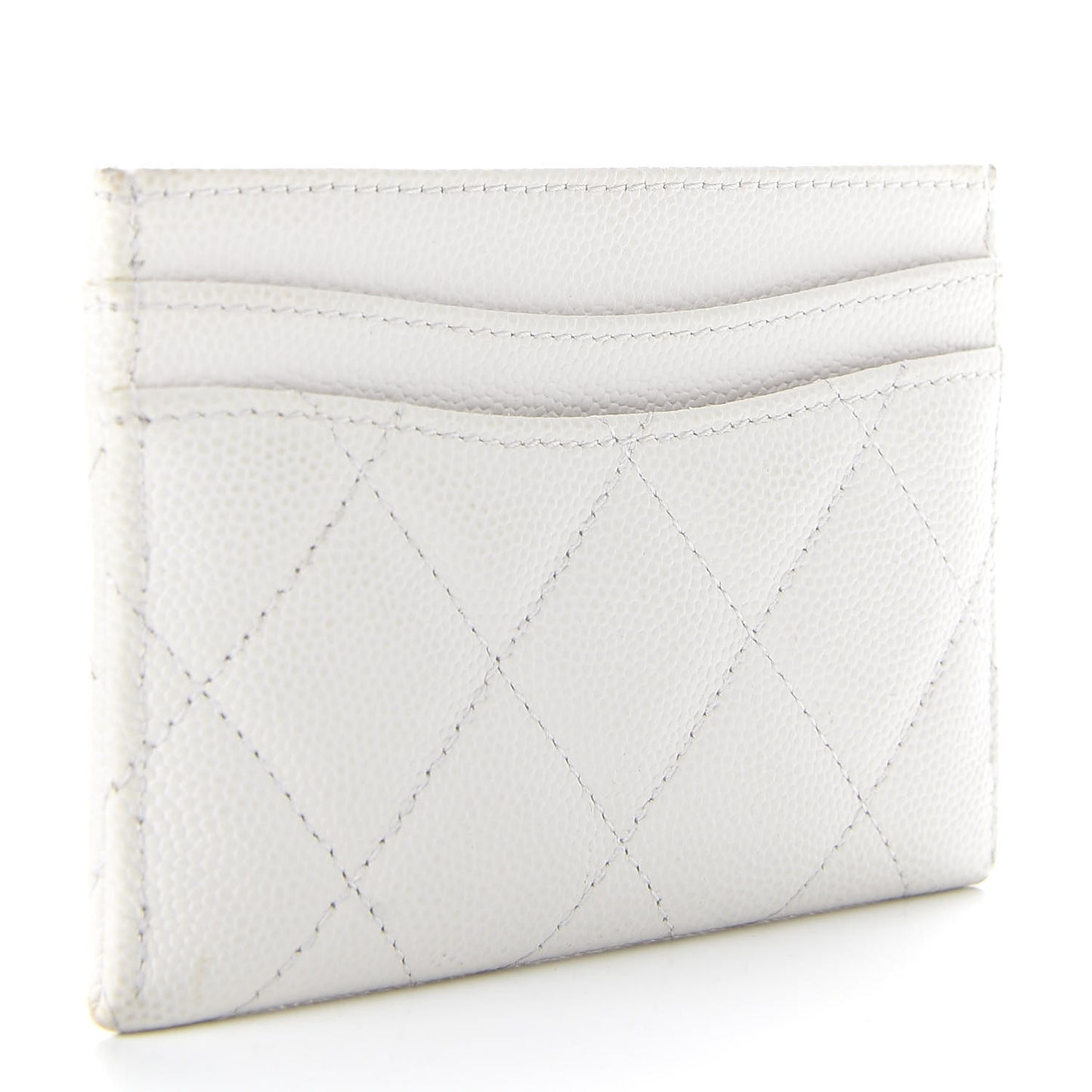 Caviar Quilted Card Holder White