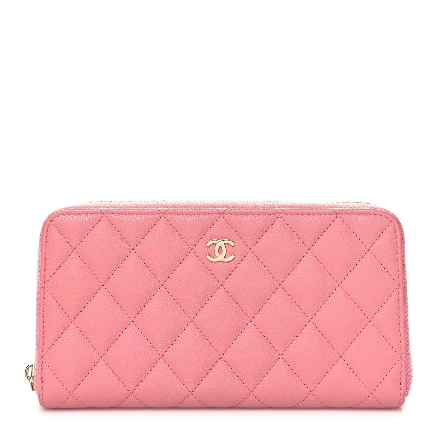 Caviar Quilted Zip Around Wallet Pink