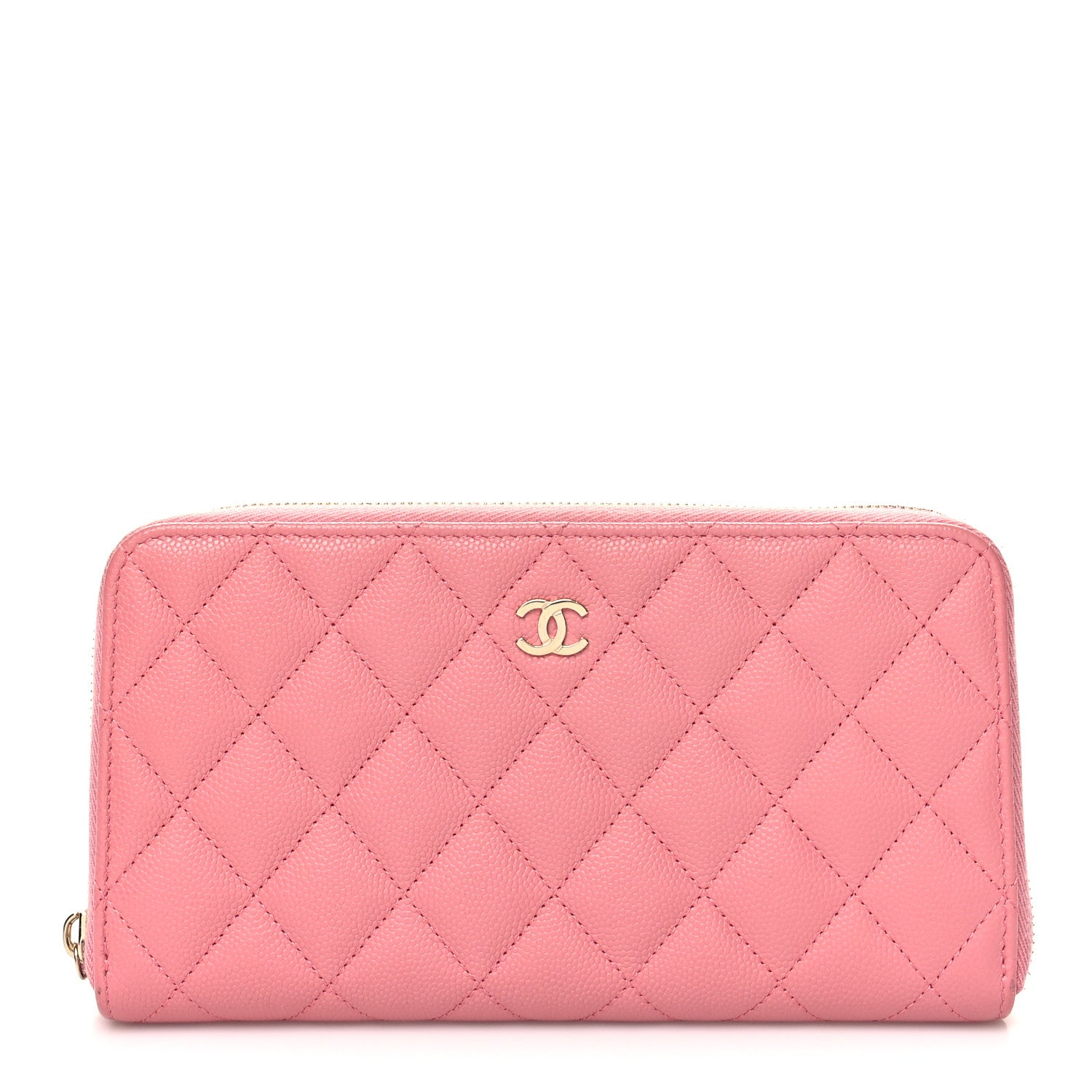 Chanel Caviar Quilted Zip Around Wallet Pink 1 of 13