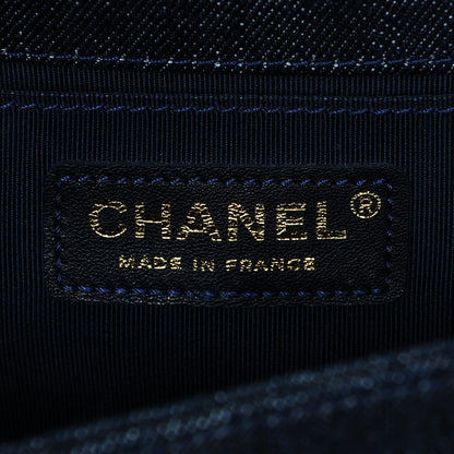 Chanel Tweed Denim Medium Boy Flap Navy Blue 6 of 7