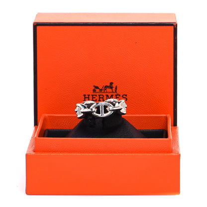 Hermes Sterling Silver PM Chaine d'Ancre Enchainee Band Ring 55 7.25 5 of 5
