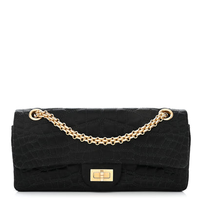Chanel Satin Coco's Croc 2.55 Reissue East West Flap Black 1 of 12