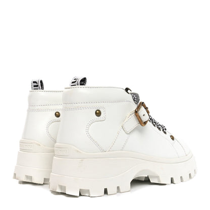 Miu Miu Calfskin Lace Up Ankle Boots 40 White 5 of 7