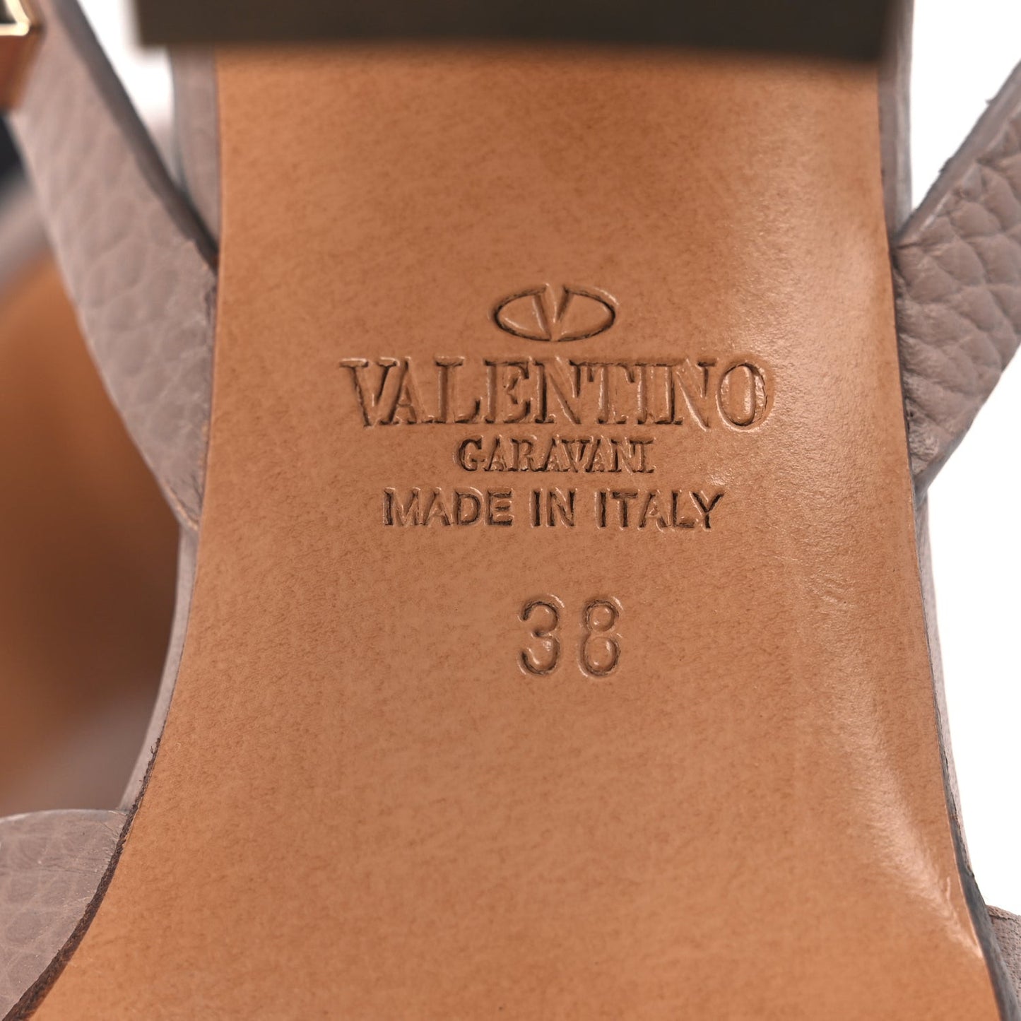 Grained Calfskin Block Heel Sandals 38 Poudre