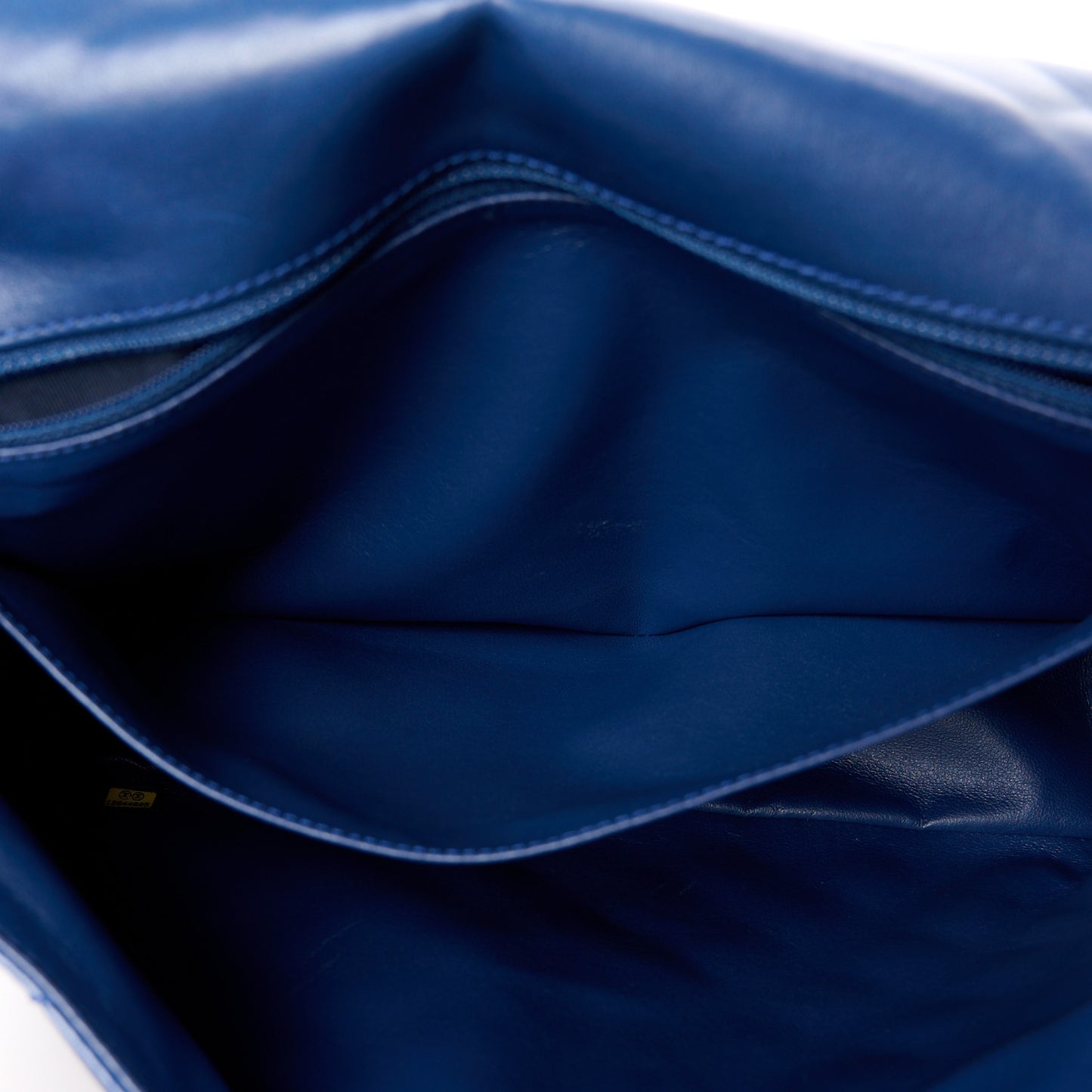 Lambskin Quilted Maxi Single Flap Marine Fonce