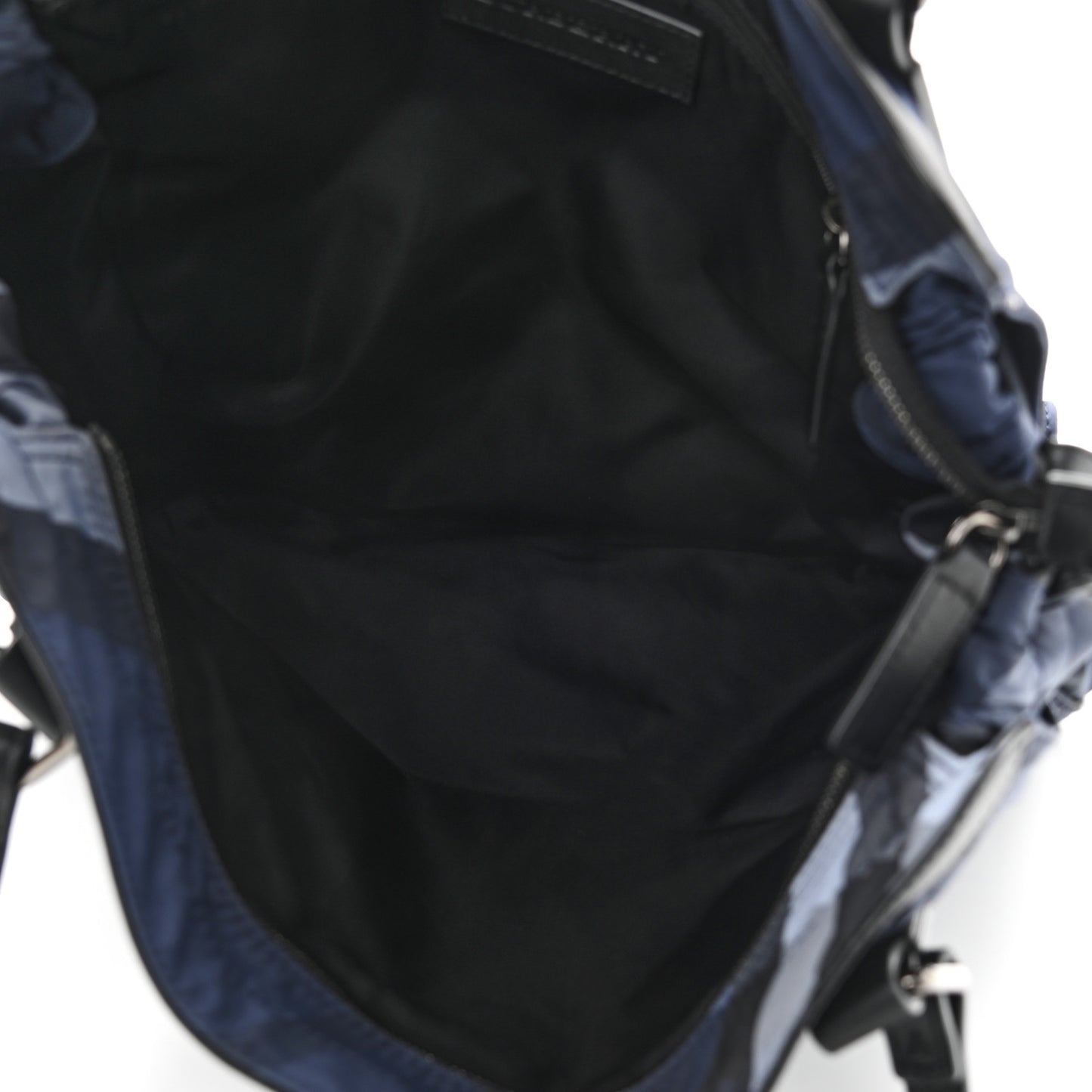 Nylon Check Small Buckleigh Packable Tote Navy Blue