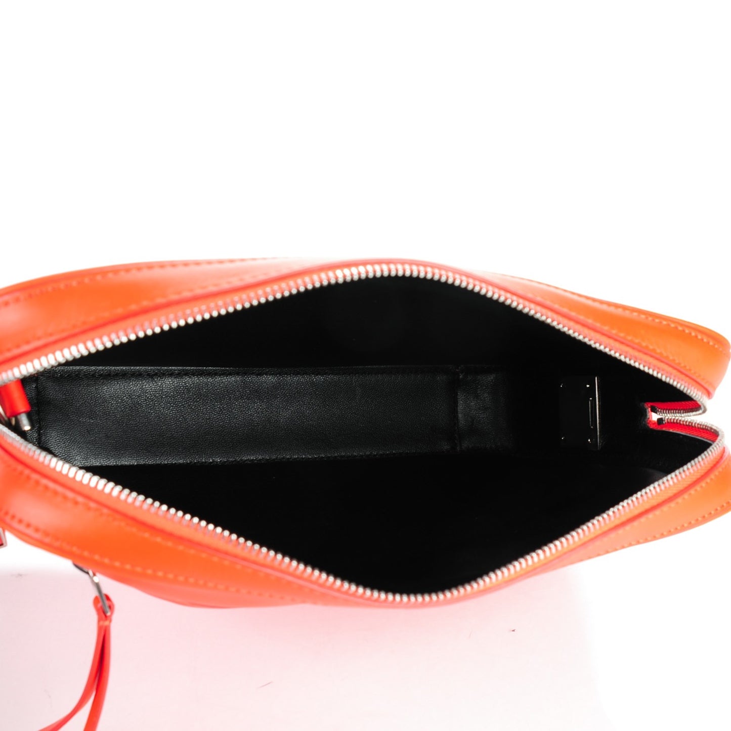 Nappa Side Lock Dragonne Clutch Bright Orange