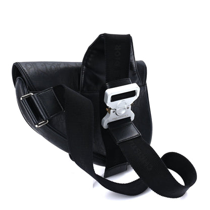 Christian Dior Calfskin Perforated Oblique Galaxy Mens Saddle Bag  Black 2 of 7