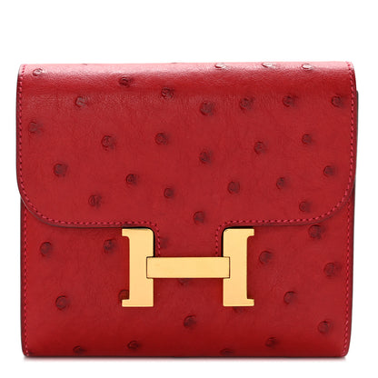 Hermes Ostrich Constance Short Wallet Rouge Vif 1 of 6