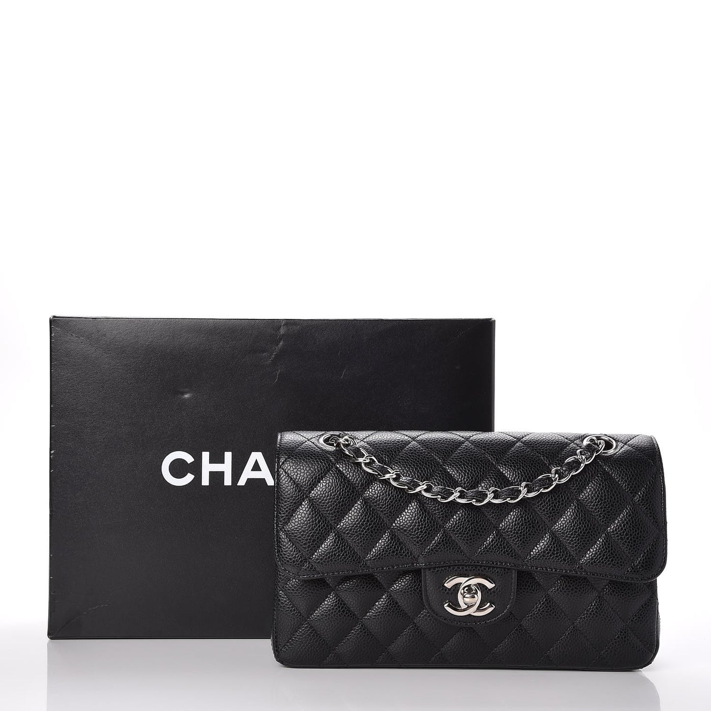 Caviar Quilted Small Double Flap Black