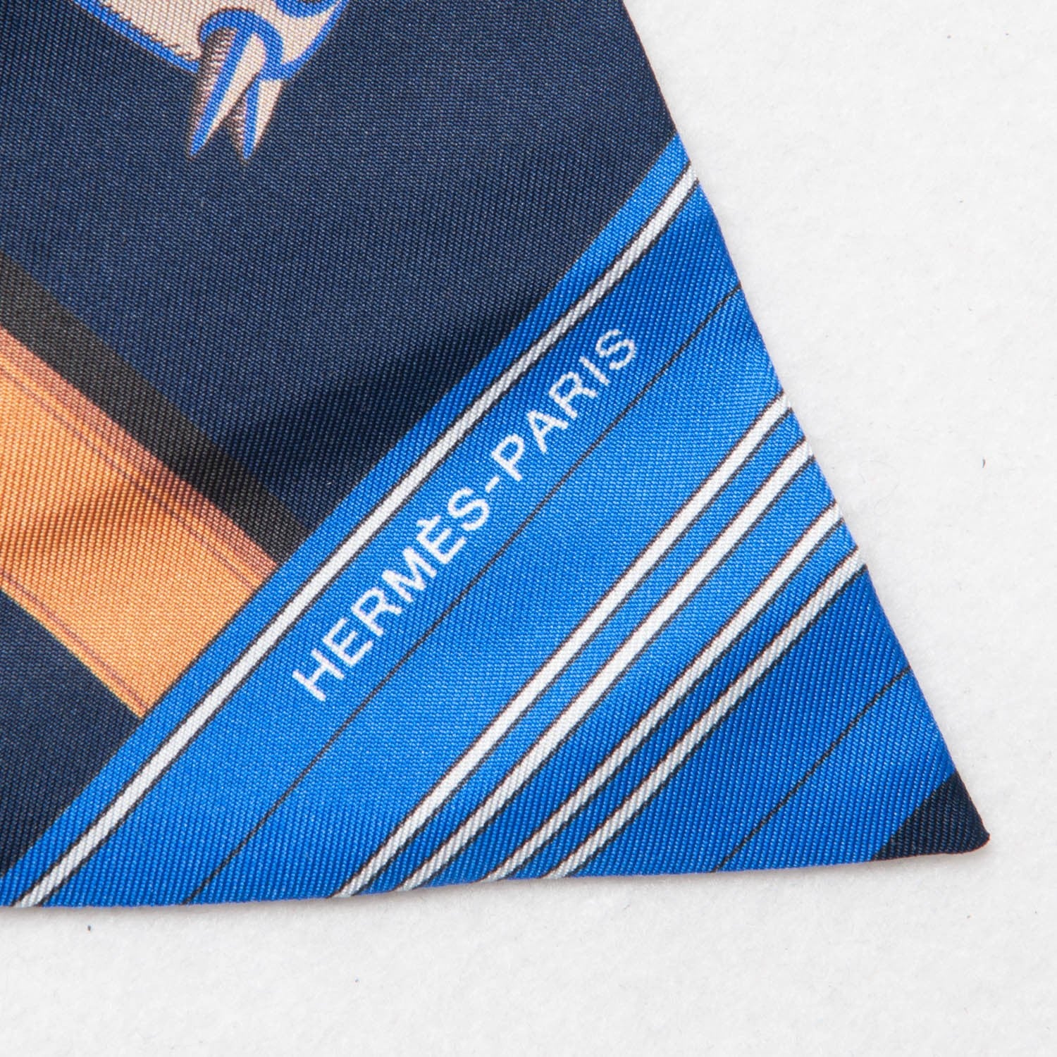 Hermes Silk Carre En Carres Maxi Twilly Marine Klein Brun 5 of 6