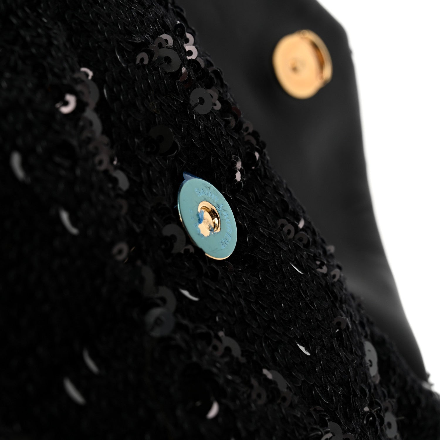 Saint Laurent Sequin Monogram Loulou Puffer Pouch Clutch Black 9 of 10