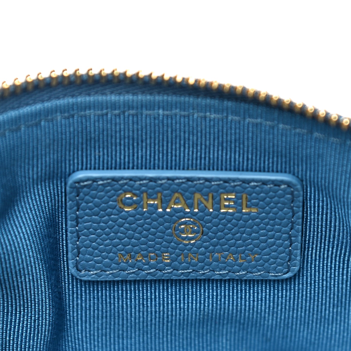 Caviar Quilted Small Cosmetic Case Blue
