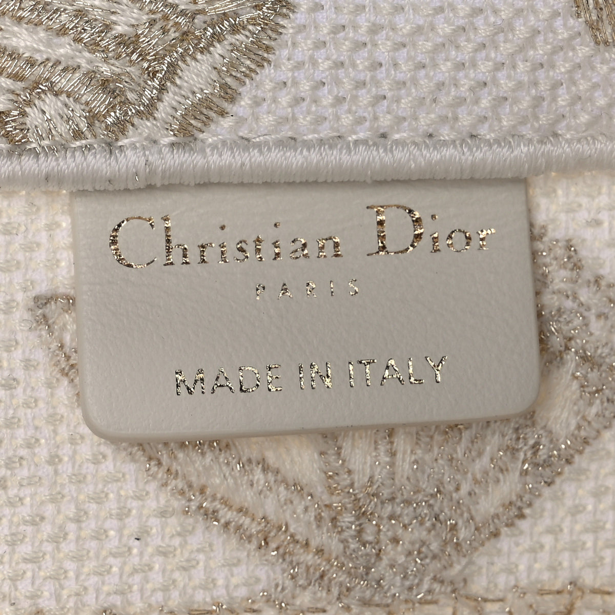 Christian Dior Canvas Embroidered Butterfly Brocart Hat Basket Bag White Gold 6 of 9