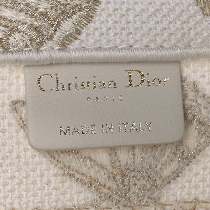 Christian Dior Canvas Embroidered Butterfly Brocart Hat Basket Bag White Gold 6 of 9