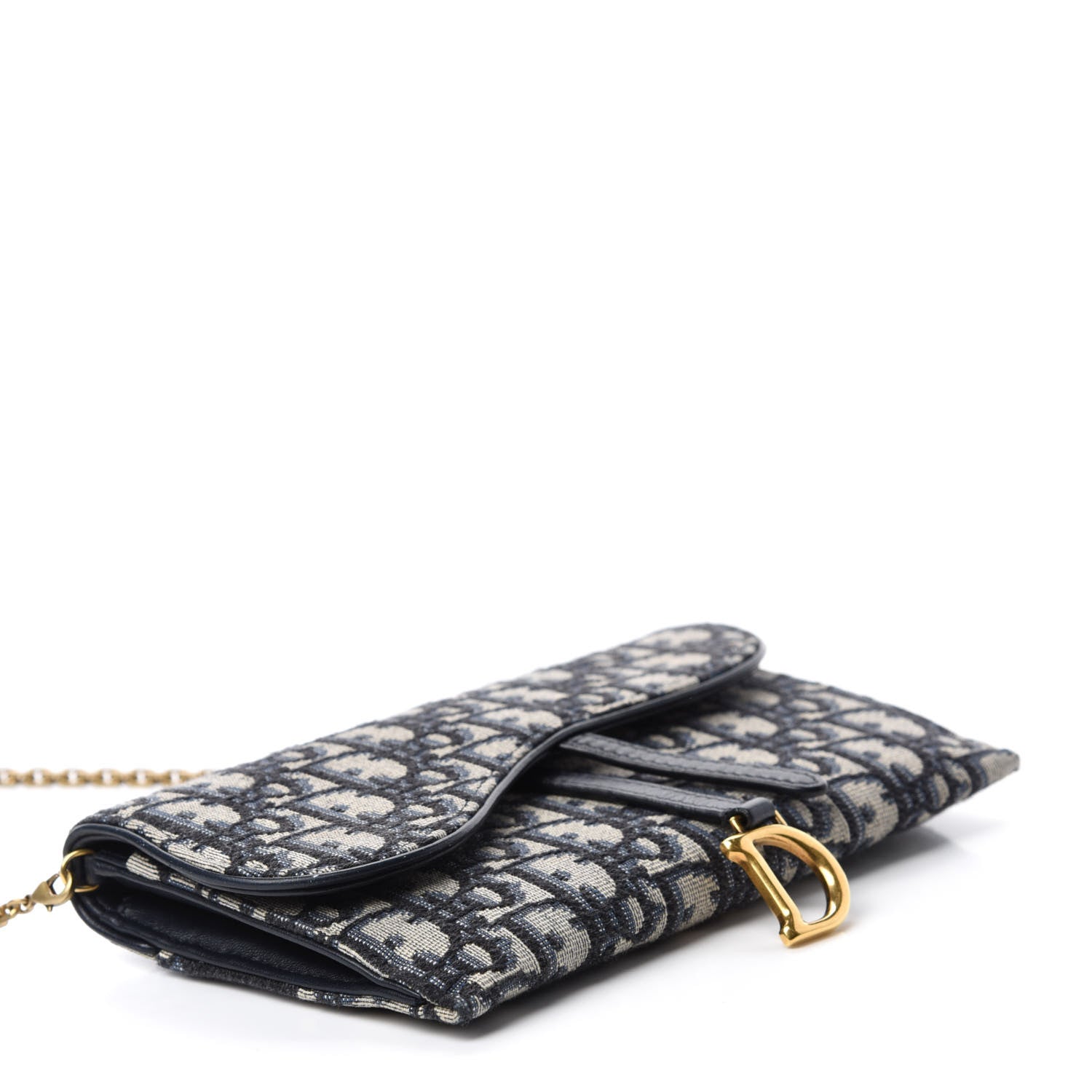 Christian Dior Oblique Saddle Chain Long Wallet Blue 5 of 12