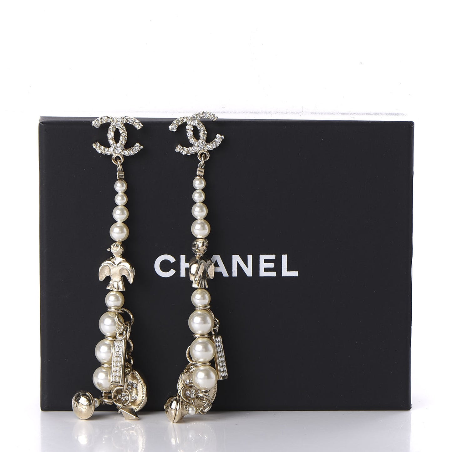 Pearl CC Drop Earrings Gold