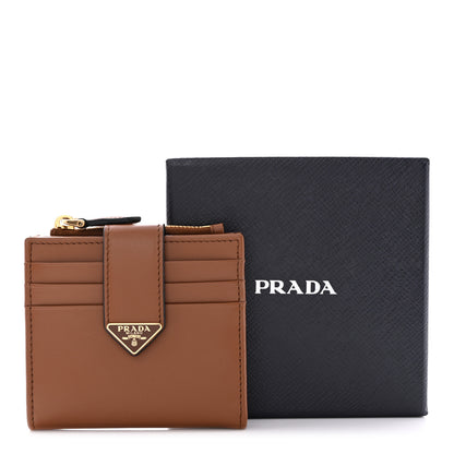 Prada Calfskin Small Triangle Wallet Cognac 9 of 9