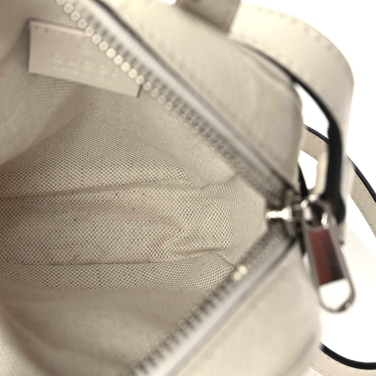 Gucci Calfskin GG Tennis Embossed Mini Double Zip Messenger Bag Mystic White 4 of 8