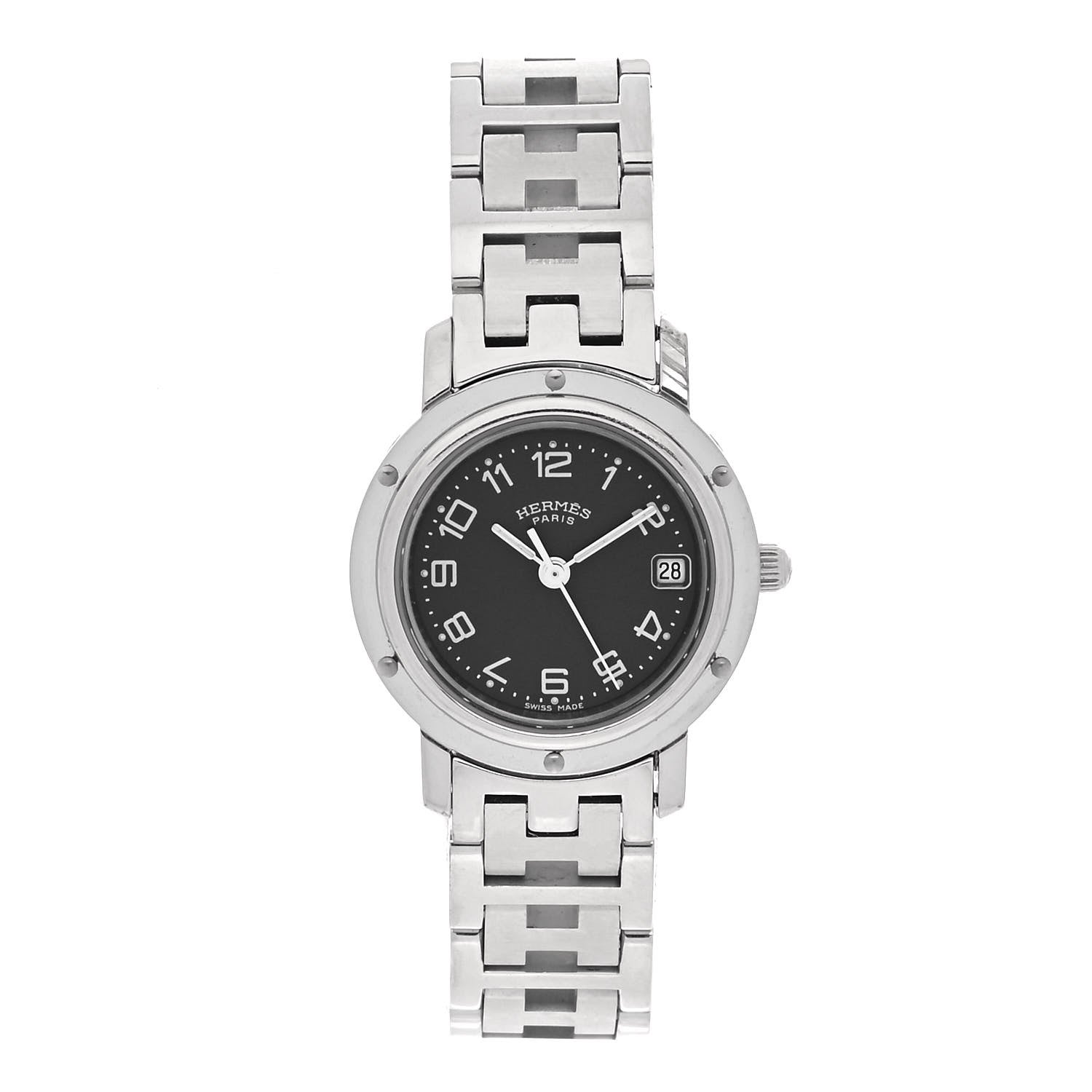 Hermes Stainless Steel 24mm Clipper Quartz Watch Black 1 of 4