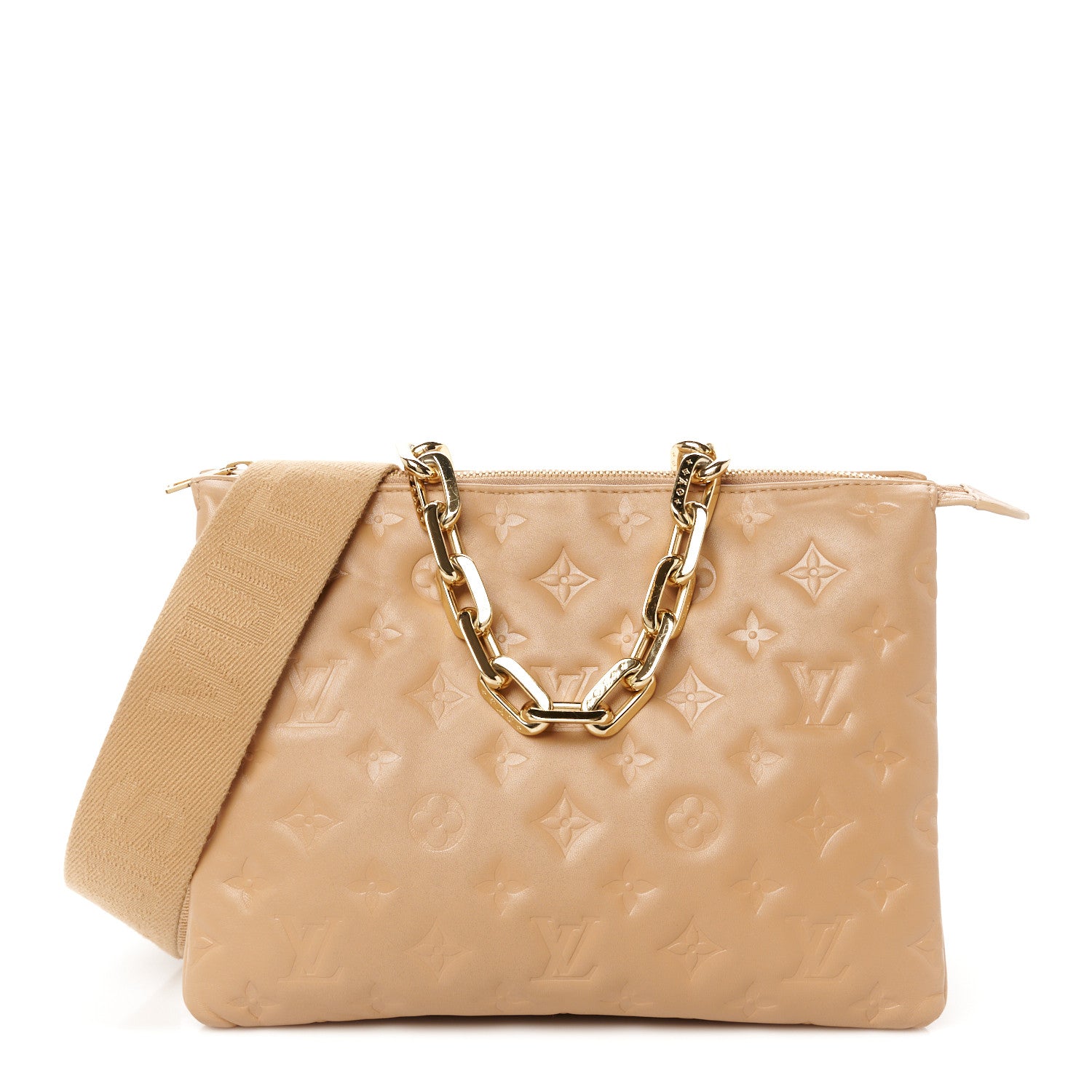 Louis Vuitton Lambskin Embossed Monogram Coussin PM Camel 1 of 11