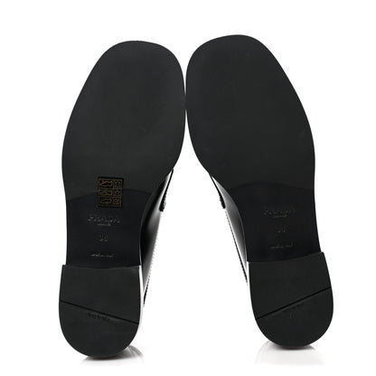 Prada Spazzolato Metal Triangle Logo 20mm Loafers 36 Black 5 of 10