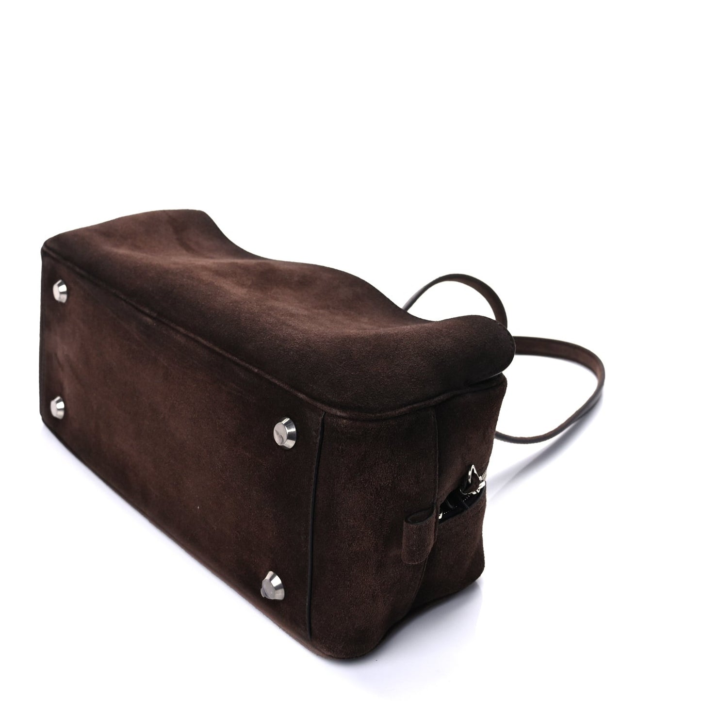 Suede Calfskin Small Carrie Bowling Bag Light Espresso