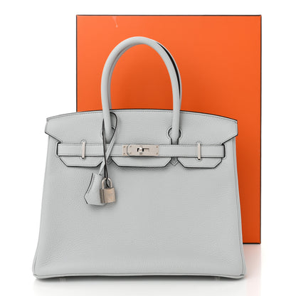 Hermes Taurillon Clemence Birkin 30 Bleu Pale 11 of 11