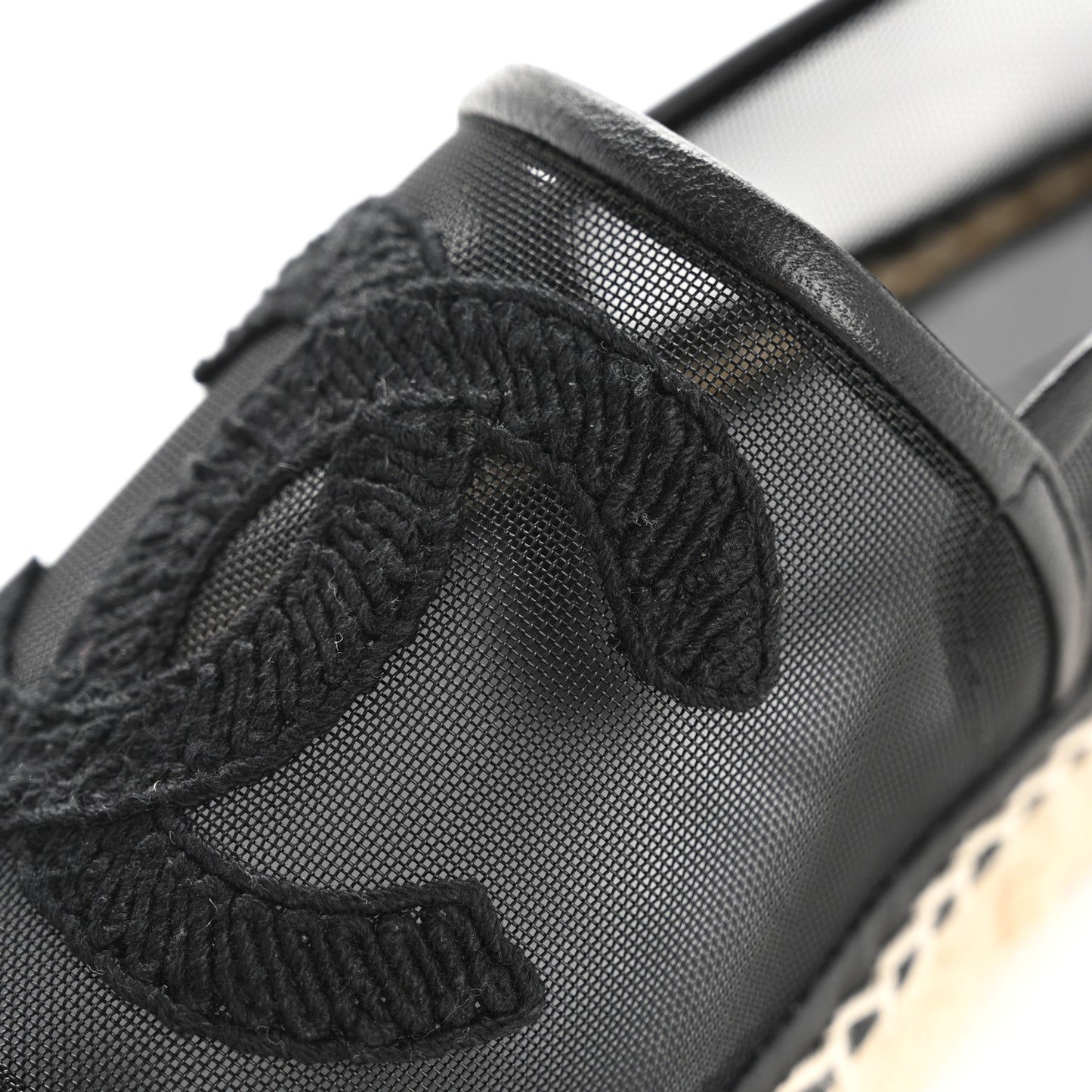 Mesh Grosgrain CC Espadrilles 36 Black