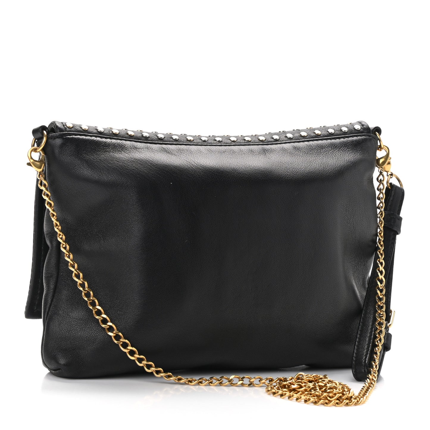 Calfskin Studded Skull Bag Black
