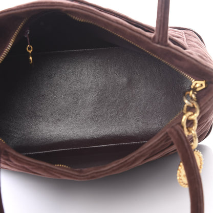 Chanel Velvet Quilted Medallion Tote Brown 4 of 12