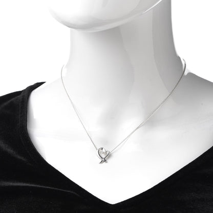 Tiffany Sterling Silver Diamond Paloma Picasso Loving Heart Necklace 2 of 5