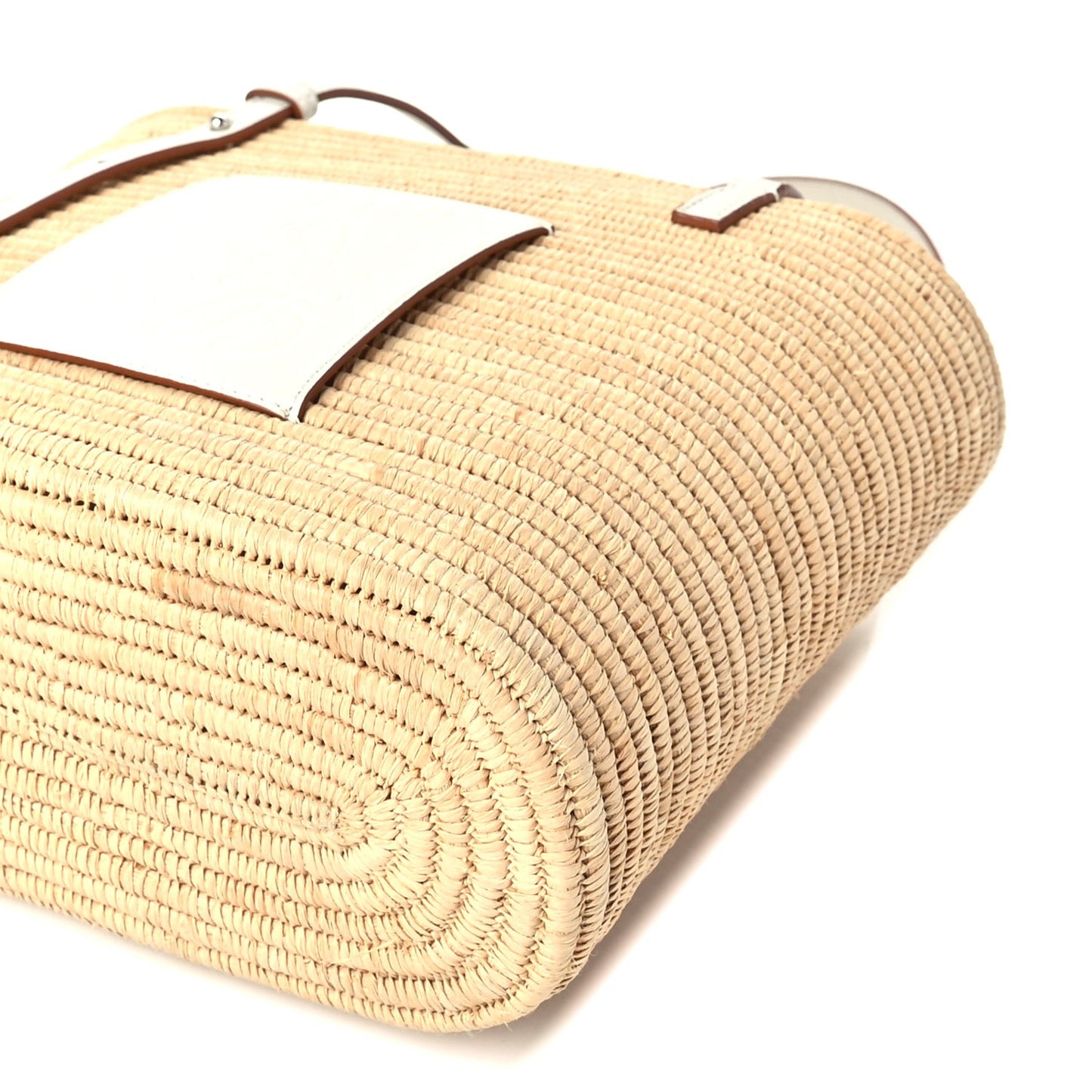 Raffia Square Small Basket Tote Bag Natural White