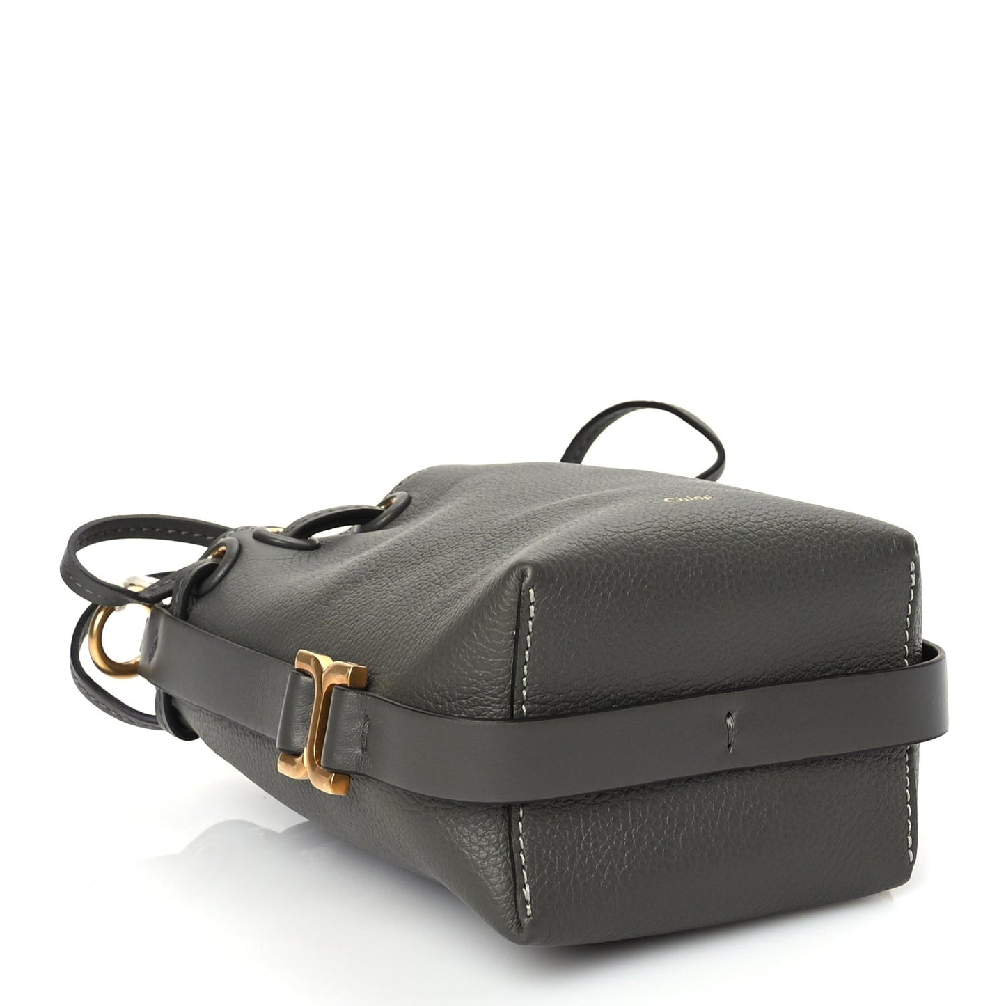 Grained Calfskin Micro Marcie Bucket Bag Elephant Grey