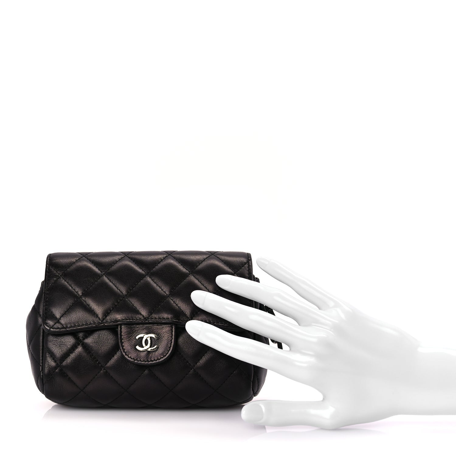 Chanel Lambskin Quilted Flap Cosmetic Case Black 2 of 8