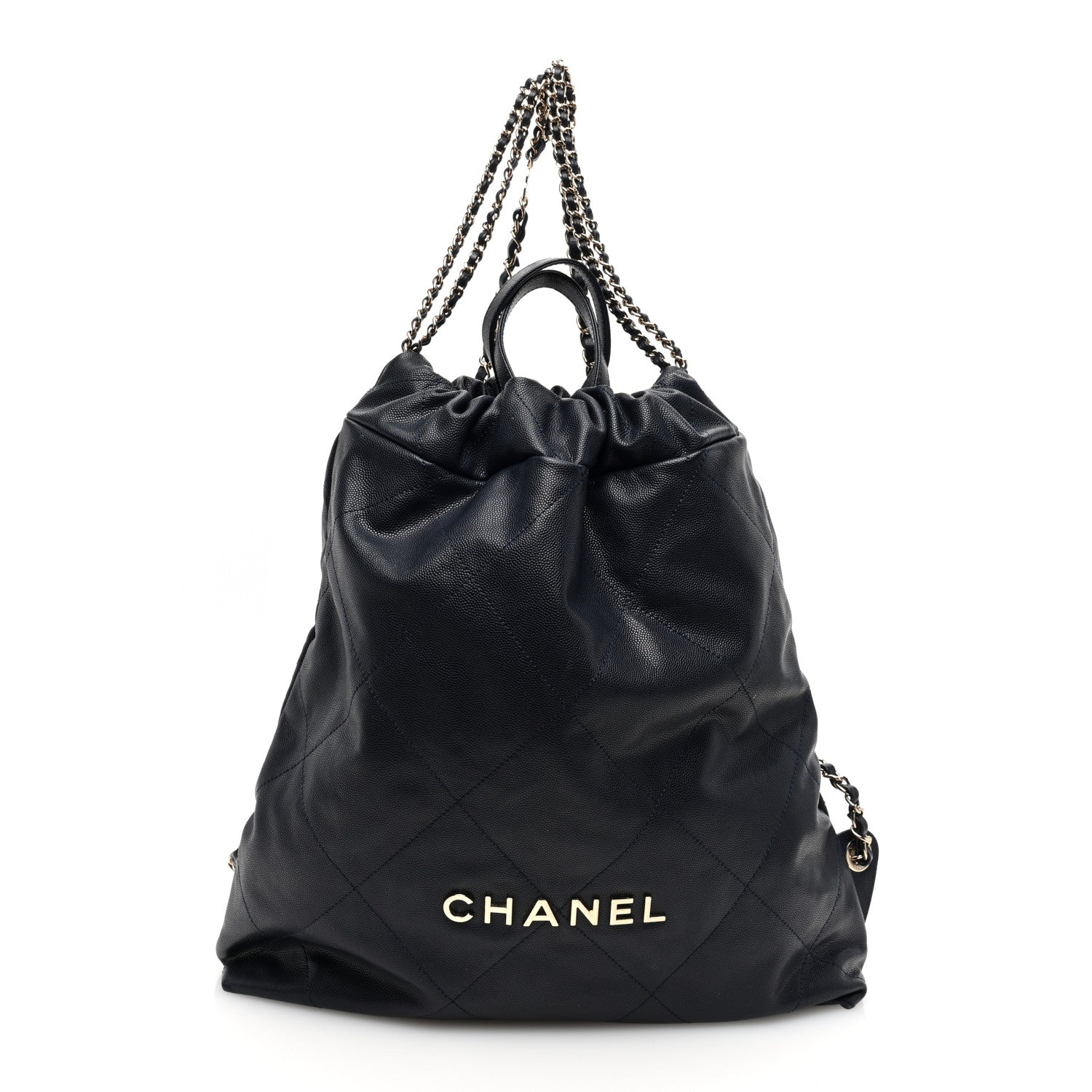 Chanel Shiny Caviar Quilted Chanel 22 Backpack Dark Blue 1 of 10