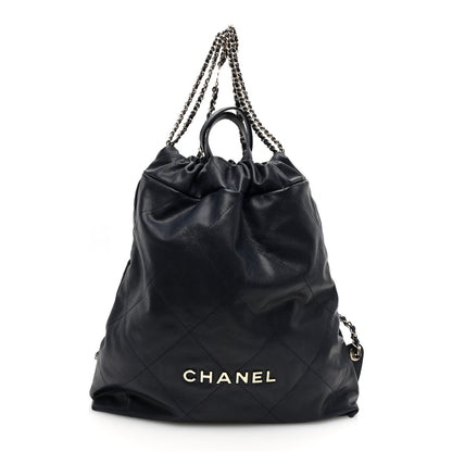 Chanel Shiny Caviar Quilted Chanel 22 Backpack Dark Blue 1 of 10
