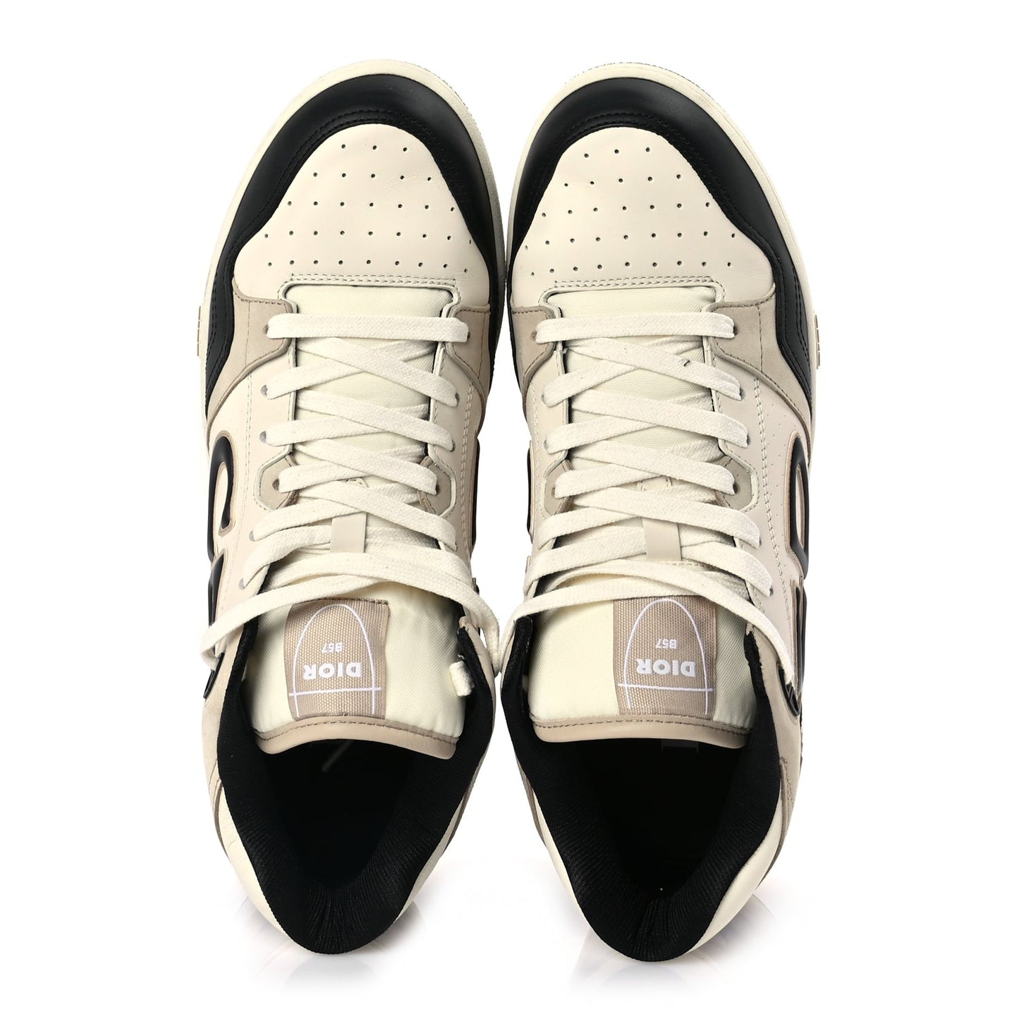 Smooth Calfskin Mens B57 Dribble Mid Top Sneaker 43 Beige Black