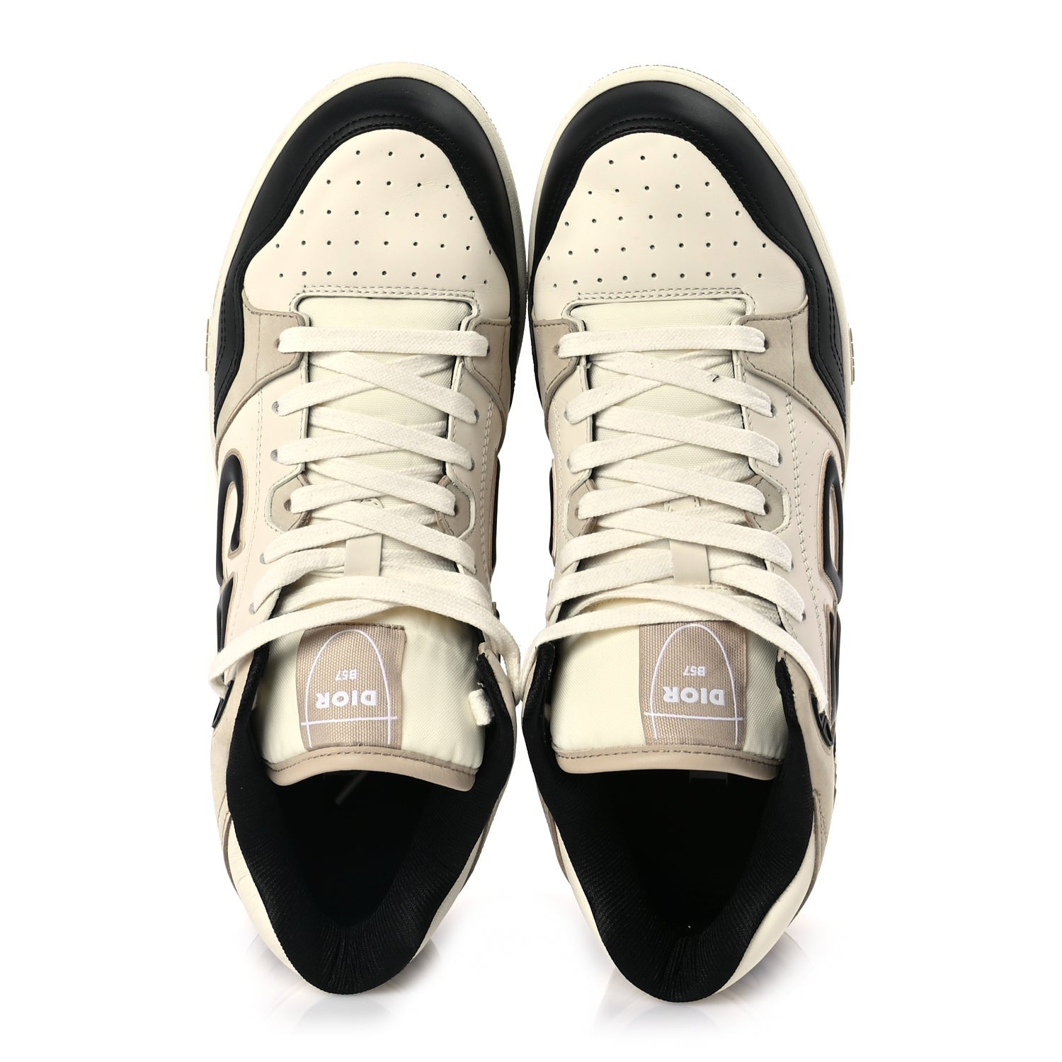 Christian Dior Smooth Calfskin Mens B57 Dribble Mid Top Sneaker 43 Beige Black 6 of 8