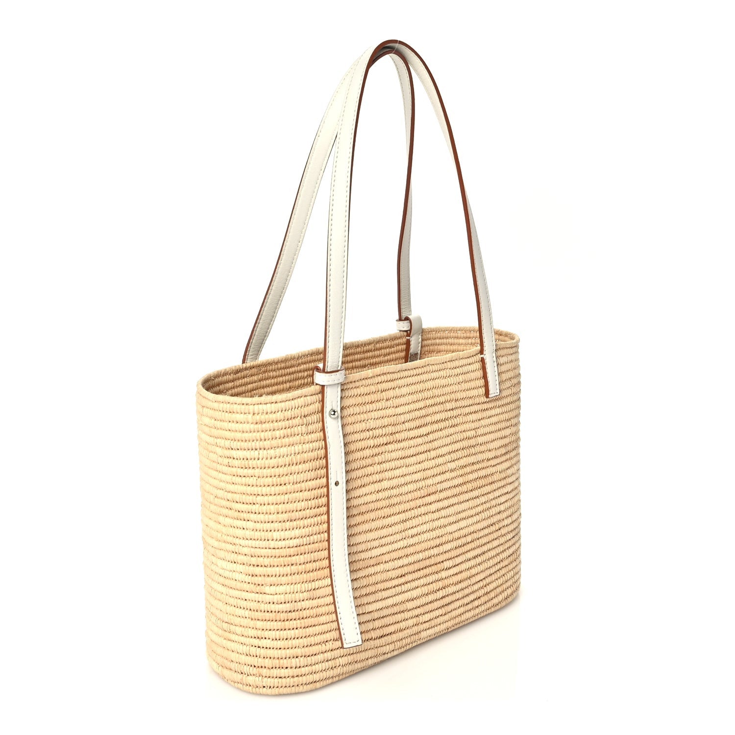 Loewe Raffia Square Small Basket Tote Bag Natural White 2 of 8