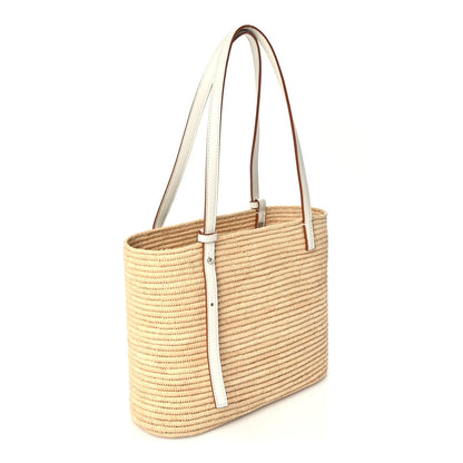 Loewe Raffia Square Small Basket Tote Bag Natural White 2 of 8