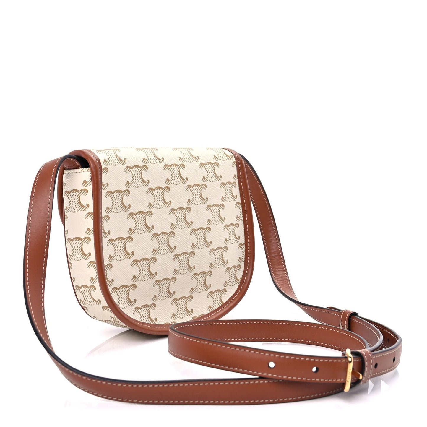 Triomphe Canvas Calfskin Mini Besace Bag  White