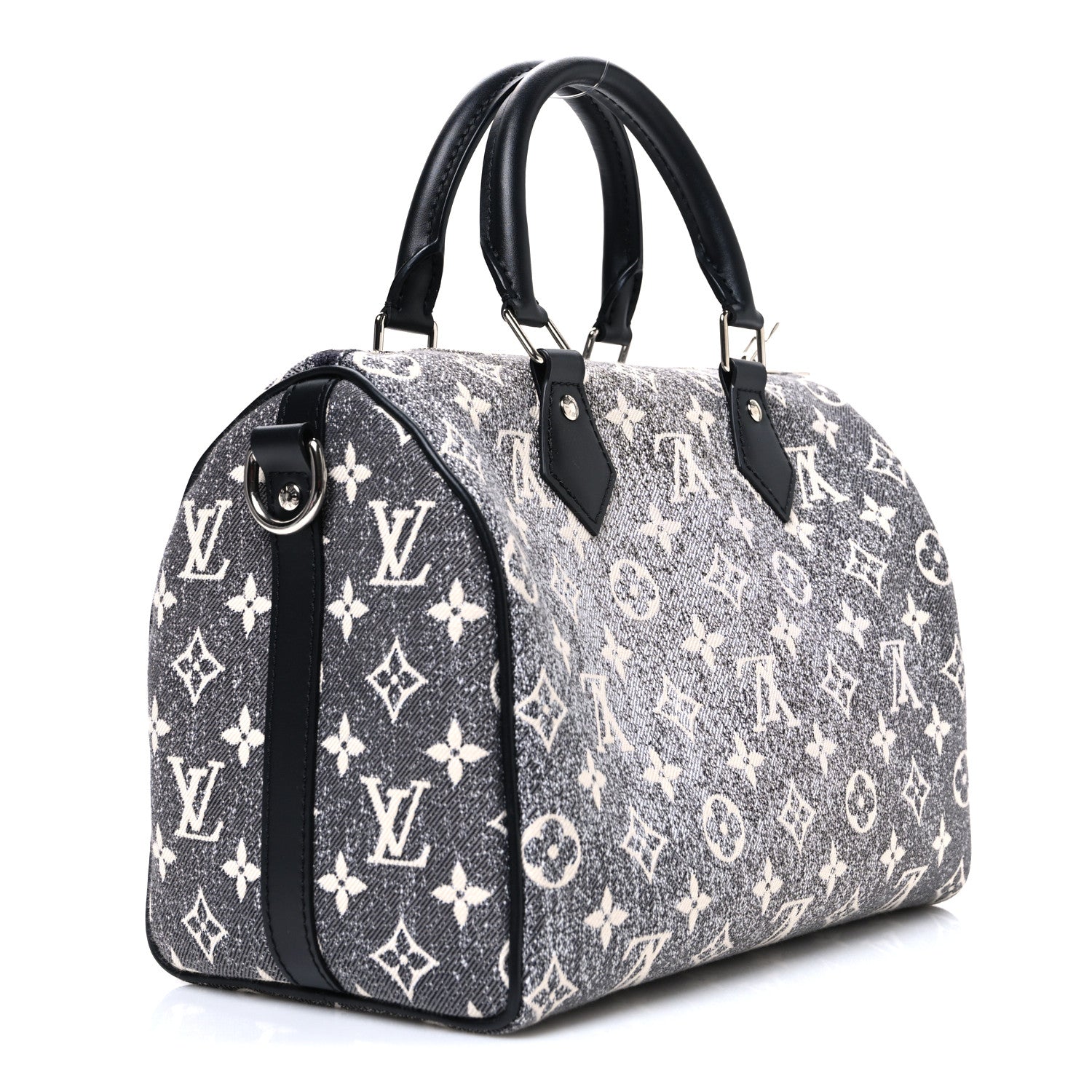 Louis Vuitton Denim Monogram Jacquard Speedy Bandouliere 25 Black 3 of 9