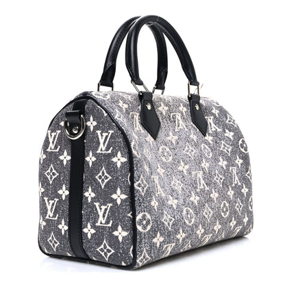 Louis Vuitton Denim Monogram Jacquard Speedy Bandouliere 25 Black 3 of 9