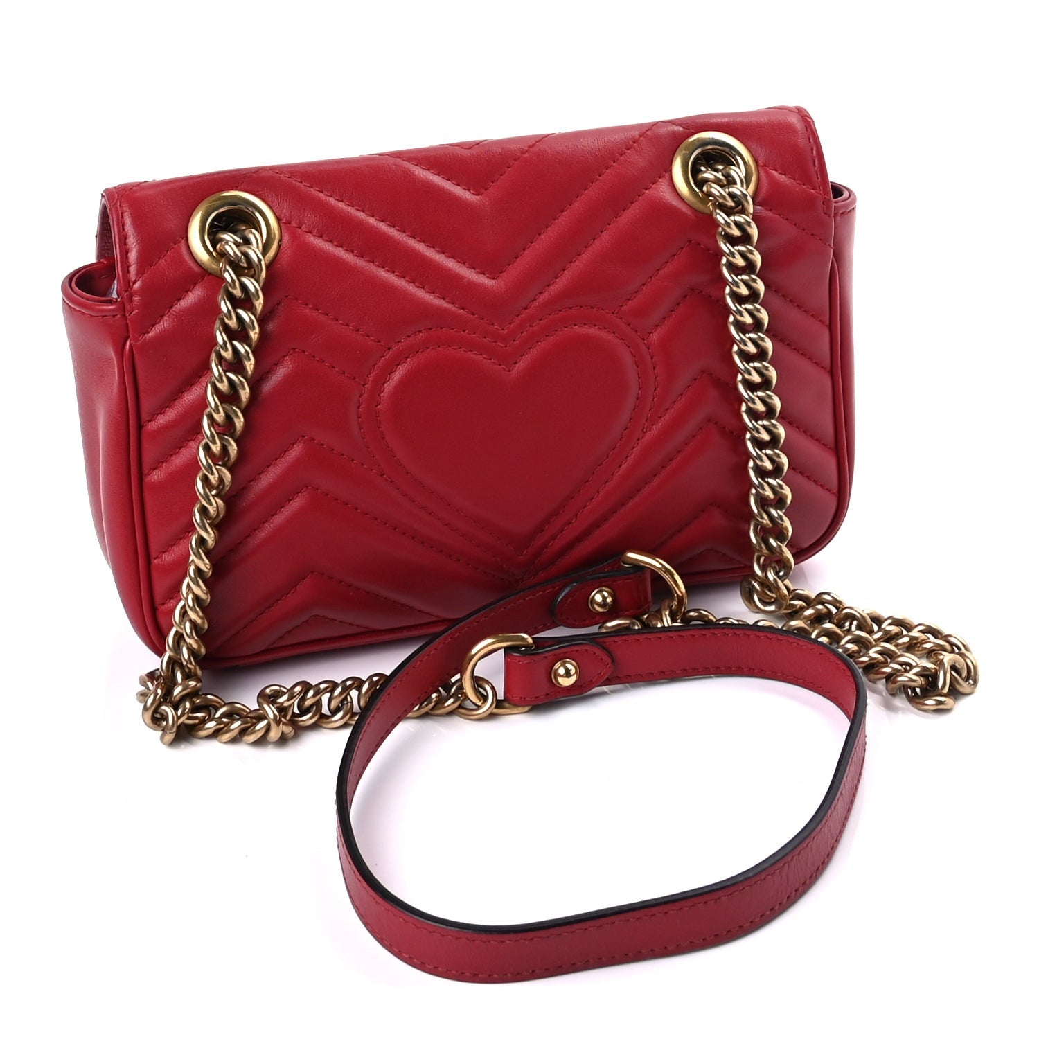 Gucci Calfskin Matelasse Mini GG Marmont Shoulder Bag  Hibiscus Red 2 of 8